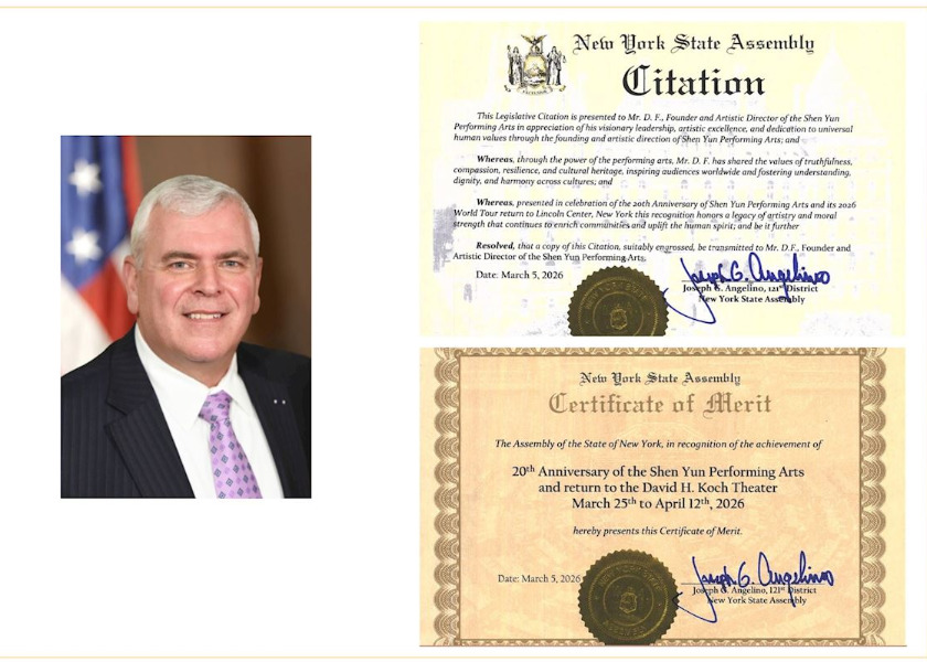 Image for article New York State Assemblyman Issues Proclamations to Honor Shen Yun and Company’s Artistic Director