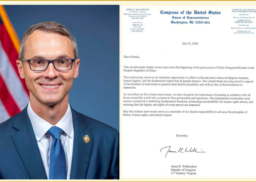 Image for article US Congressman from Virginia Issues Letter of Support for Falun Gong